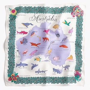 J. Crew ITALIAN SILK SQUARE SCARF AUSTRALIA PRINT